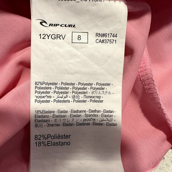 Rip Curl Girls Rash Guard UPF 50 Size 8 XS Long Sleeve Surf Swim Shirt Pink - Picture 6 of 8